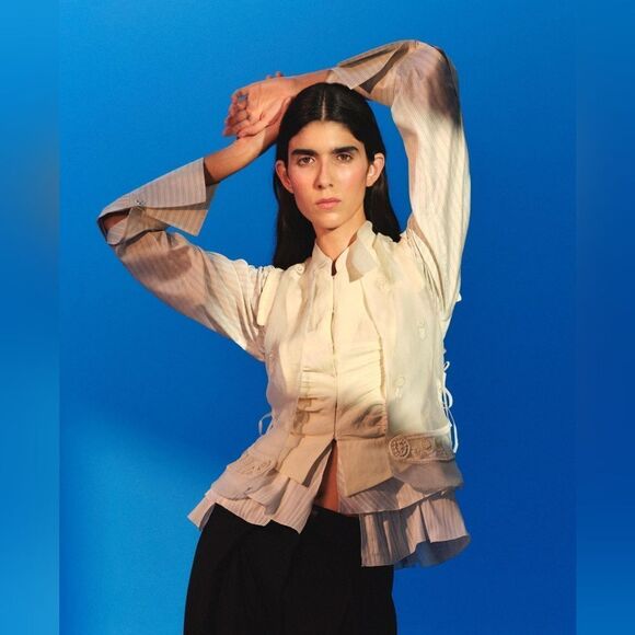 NWT ZARA Authentic ROMANTIC SHIRT ZARA ICONS LIMITED EDITION oyster white - Picture 4 of 17